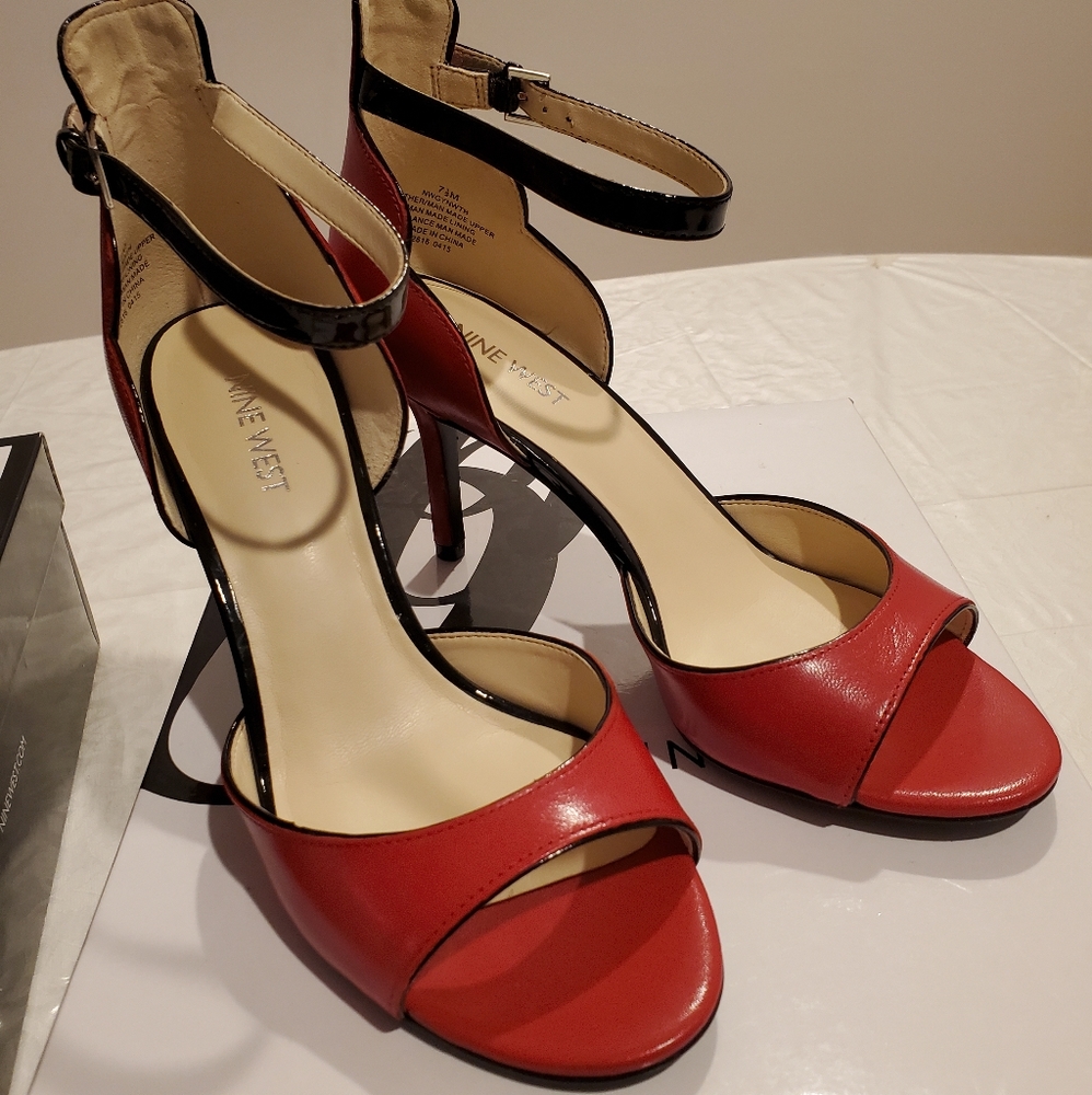 Nine West Leather Open Toe Heels - Picture 2 of 7